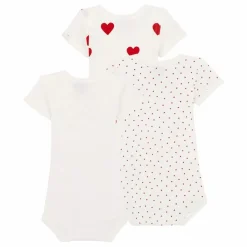 Lot 3 Bodies Cœurs Coton Bio | Rouge