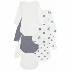 Lot 5 Bodies Cœurs Coton Bio | Blanc