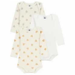 Lot 3 Bodies Cœurs Pailletés Coton Bio | Ecru