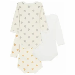 Lot 3 Bodies Cœurs Pailletés Coton Bio | Ecru