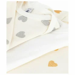 Lot 3 Bodies Cœurs Pailletés Coton Bio | Ecru