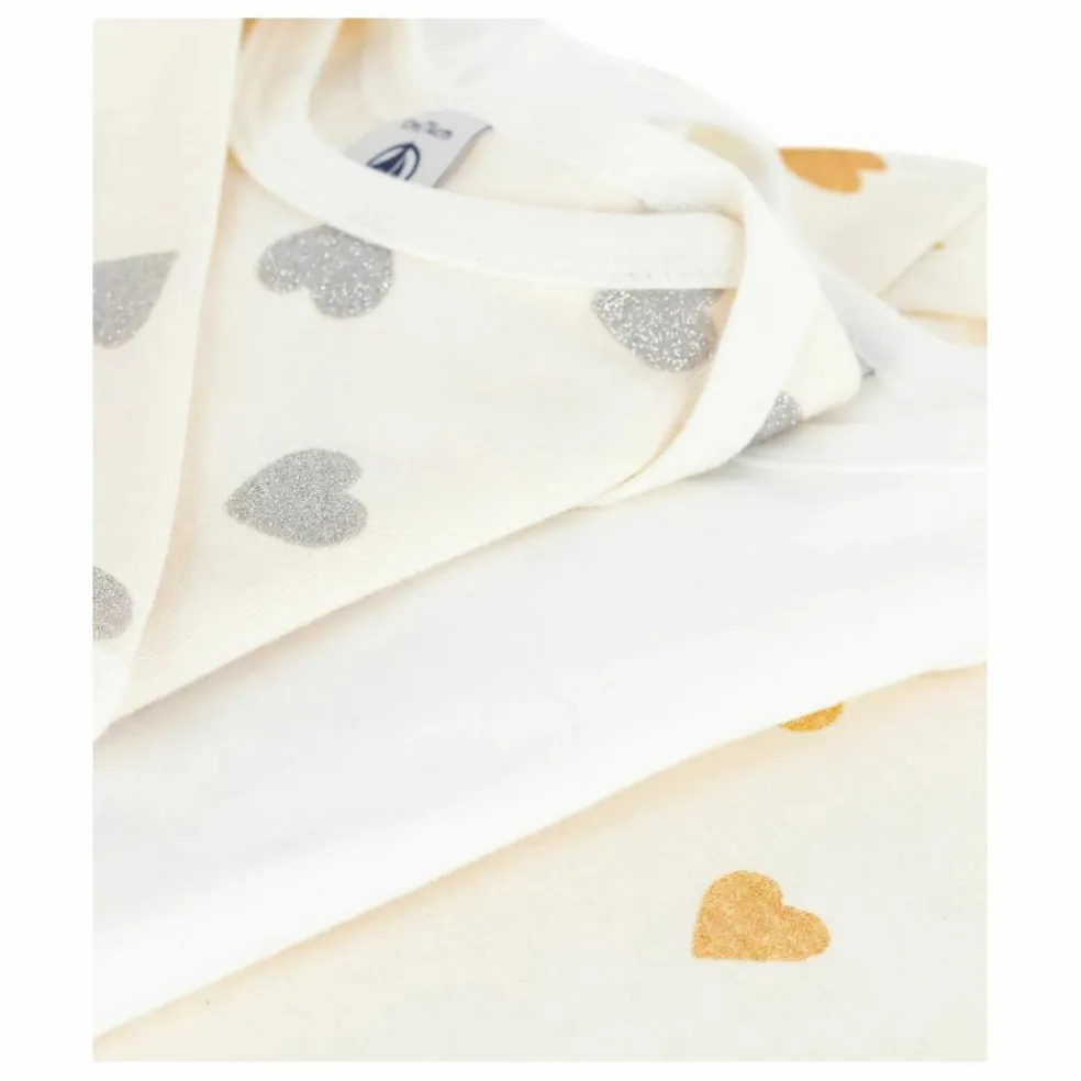 Lot 3 Bodies Cœurs Pailletés Coton Bio | Ecru