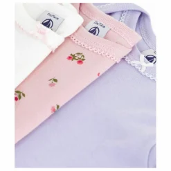 Lot 3 Bodies Fleuris Coton Bio | Mauve