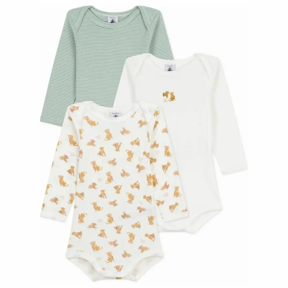 Lot 3 Bodies Guépards Coton Bio | Blanc