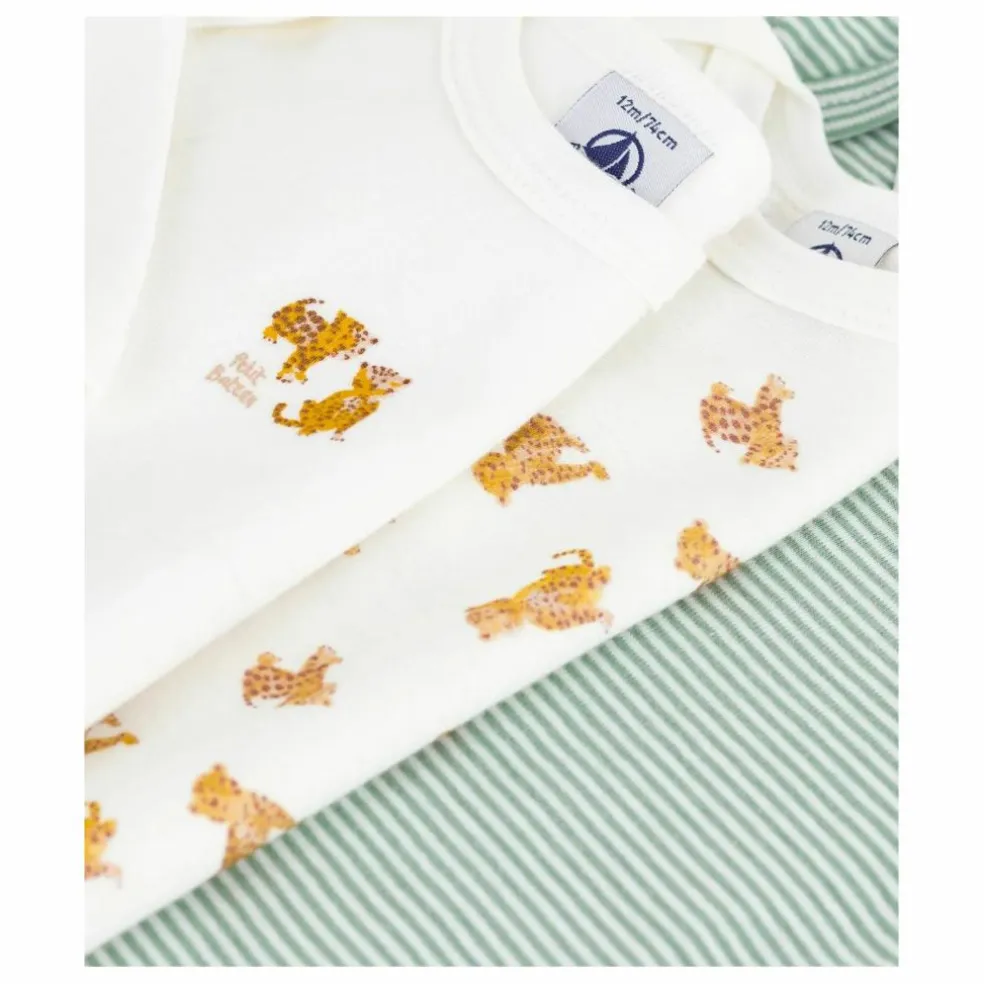 Lot 3 Bodies Guépards Coton Bio | Blanc