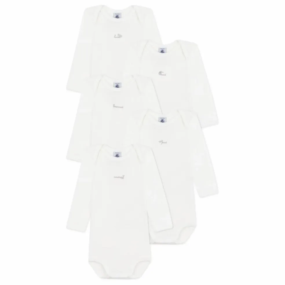 Lot 5 Bodies Manches Longues Semainer Coton Bio | Ecru