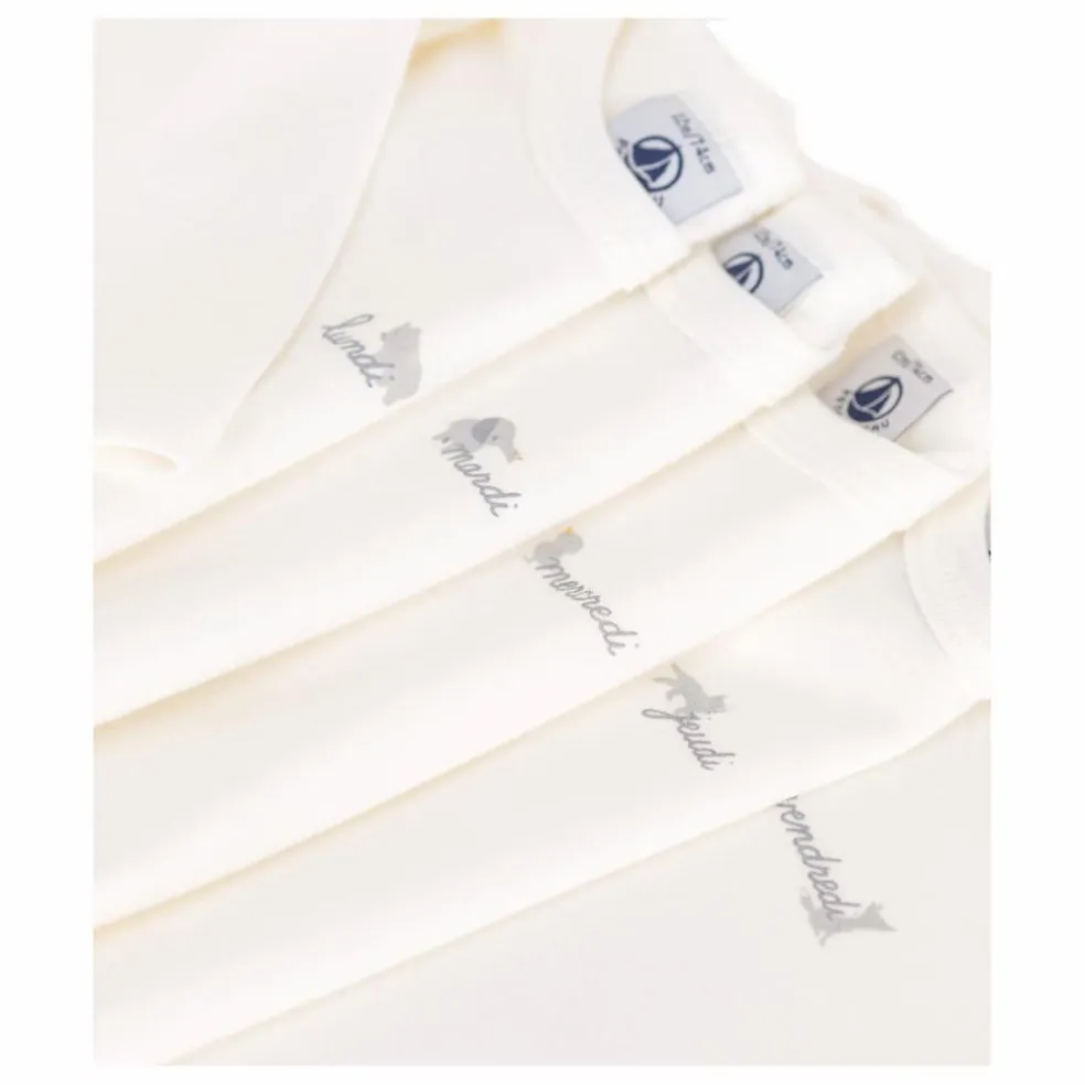 Lot 5 Bodies Manches Longues Semainer Coton Bio | Ecru