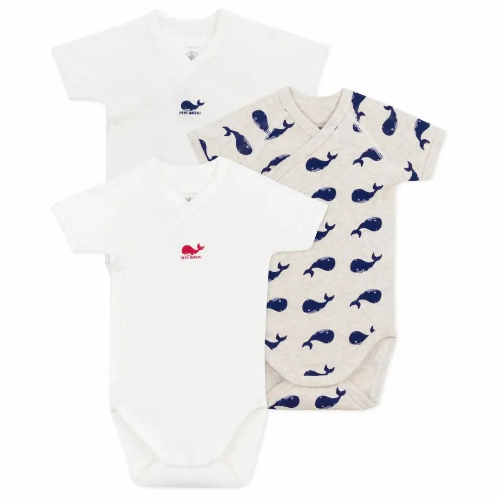 Lot 3 Bodies Naissance Baleines Coton Bio | Ecru