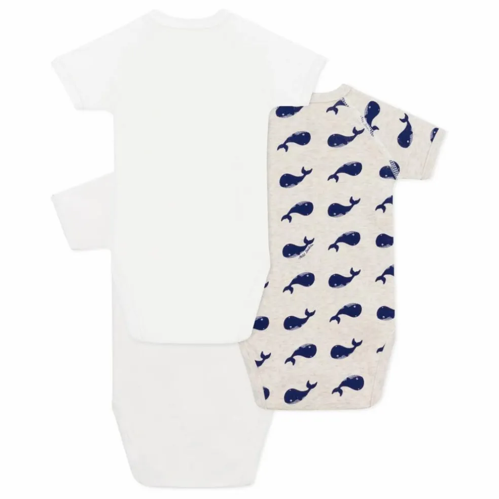 Lot 3 Bodies Naissance Baleines Coton Bio | Ecru