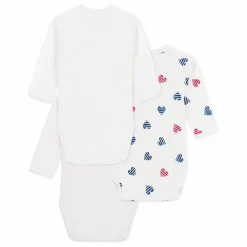 Lot 3 Bodies Naissance Cœur Rayé Coton Bio | Ecru