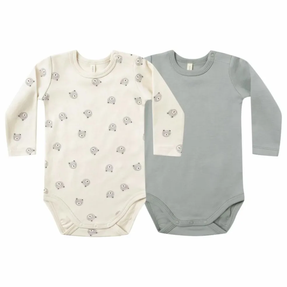Lot 2 Bodies Ours Coton Bio | Bleu gris