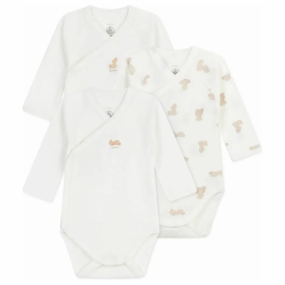 Lot 3 Bodies Oursons Coton Bio | Blanc