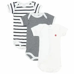 Lot 3 Bodies Sans Manches Marinière Coton Bio | Bleu