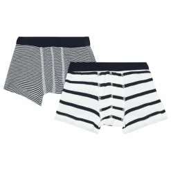 Lot 2 Boxers Marinière Coton Bio | Bleu