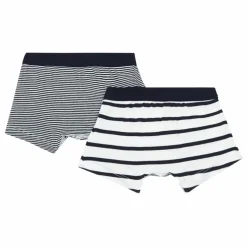 Lot 2 Boxers Marinière Coton Bio | Bleu