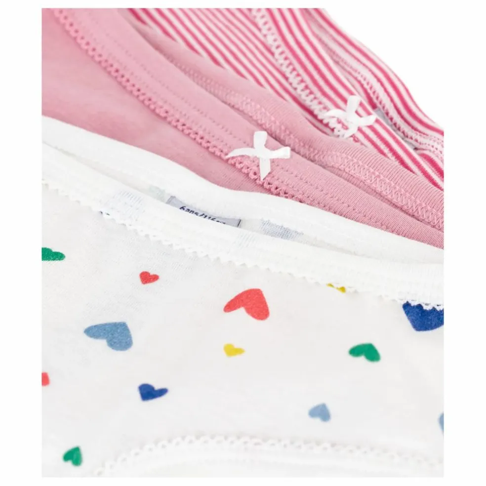 Lot 3 Culottes Cœurs Coton Bio | Rose