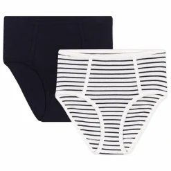 Lot 2 Culottes Tailles Hautes Rayées Coton Bio | Bleu marine