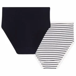 Lot 2 Culottes Tailles Hautes Rayées Coton Bio | Bleu marine