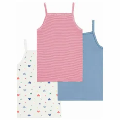 Lot 3 Débardeurs Cœurs Coton Bio | Rose