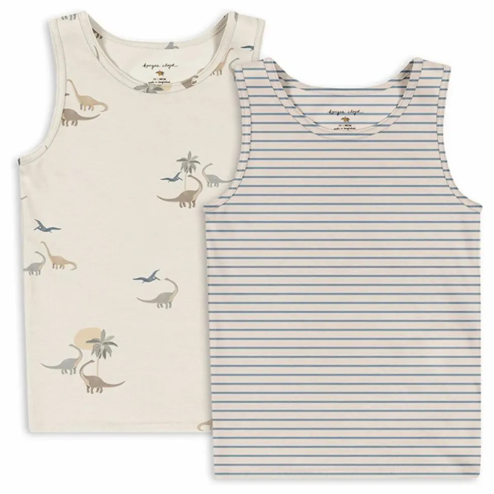 Lot 2 Débardeurs Dinosaures Coton Bio | Beige