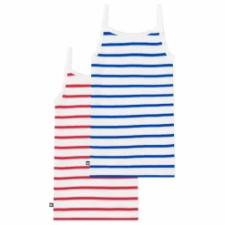 Lot 2 Débardeurs Marinière Coton Bio | Blanc