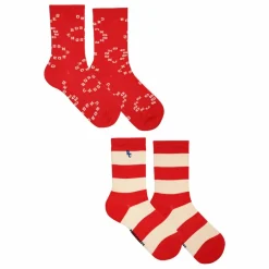 Lot 2 Paires Chaussettes Rayures | Rouge