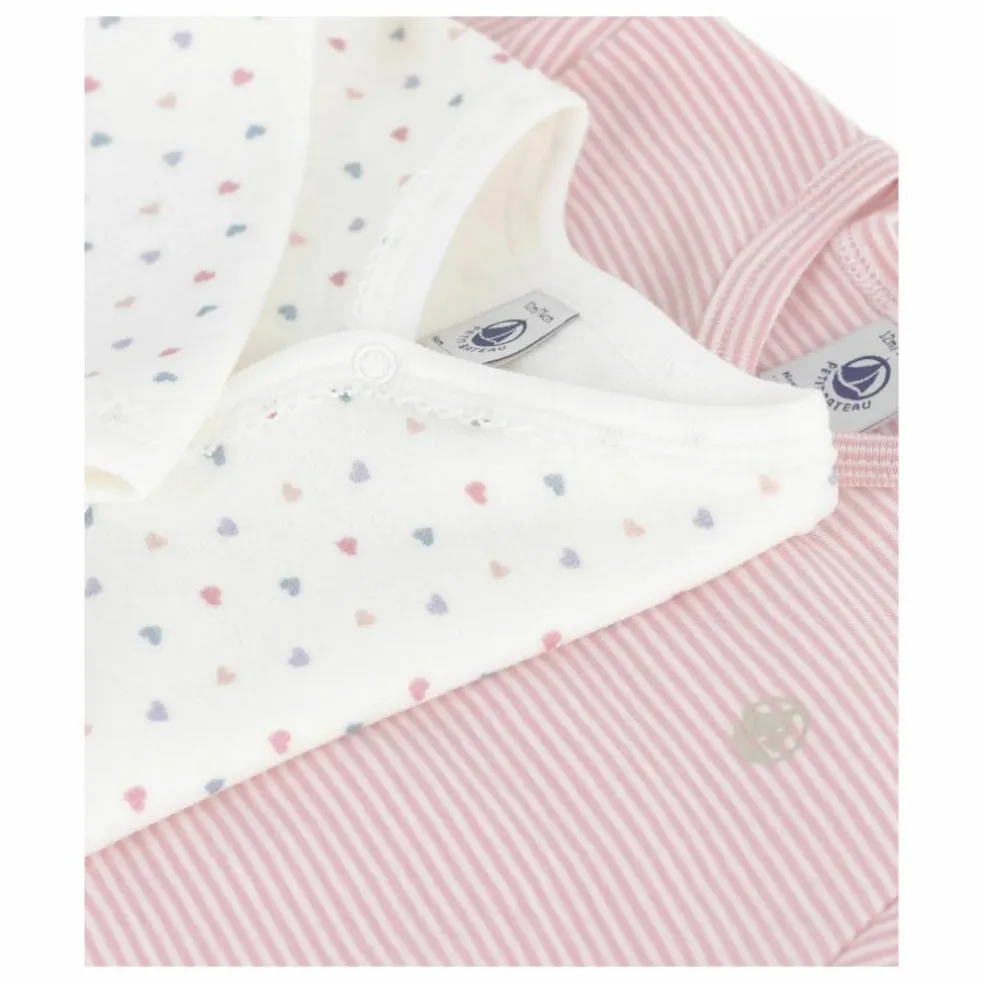 Lot 2 Pyjamas Cœurs Coton Bio | Blanc