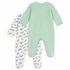 Lot 2 Pyjamas Zèbres Coton Bio | Ecru