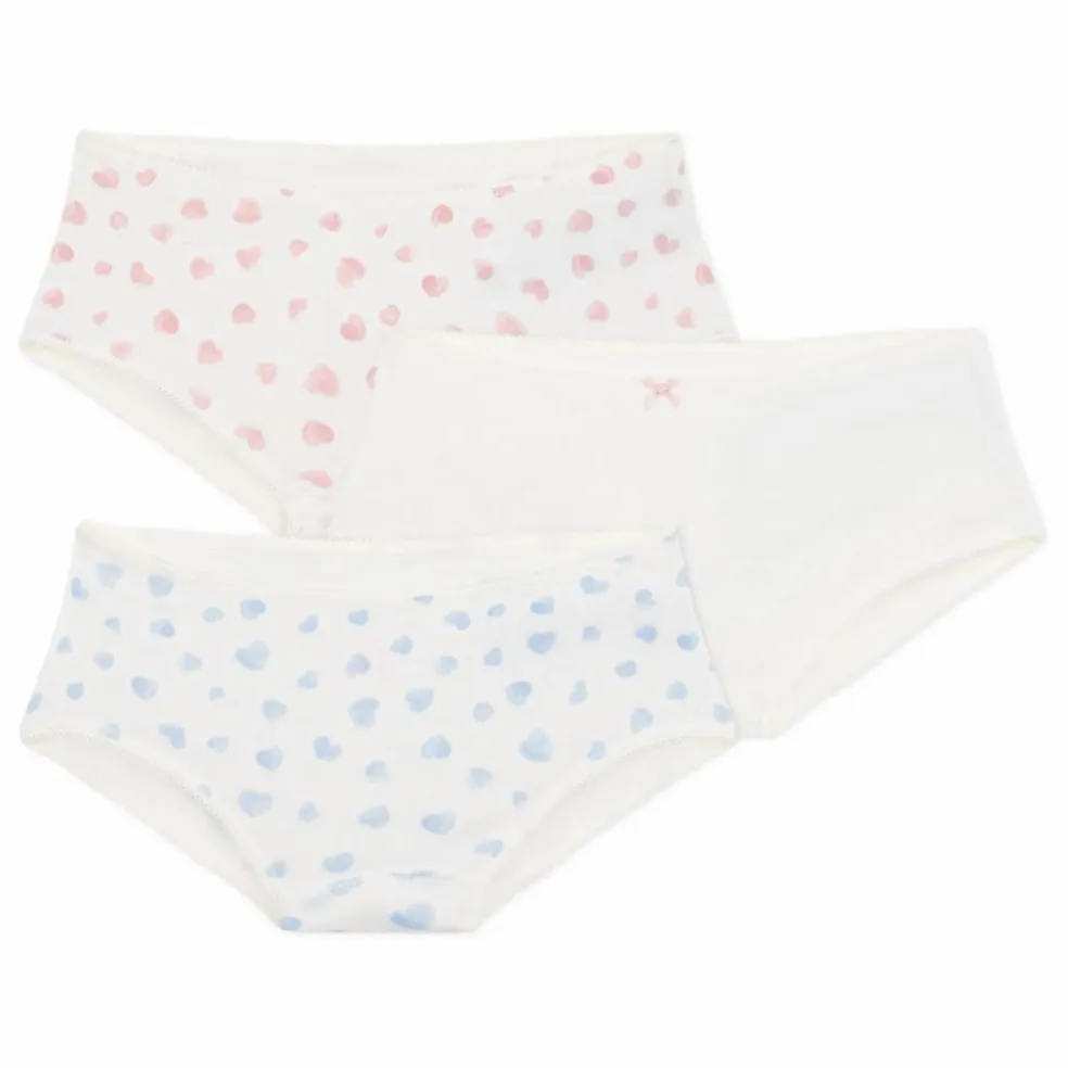 Lot 3 Shorties Cœurs Coton Bio | Blanc