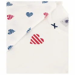 Lot 2 T-Shirts Cœur Rayé Coton Bio | Blanc