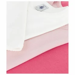 Lot 3 T-shirts Unis Girly Coton Bio | Rose