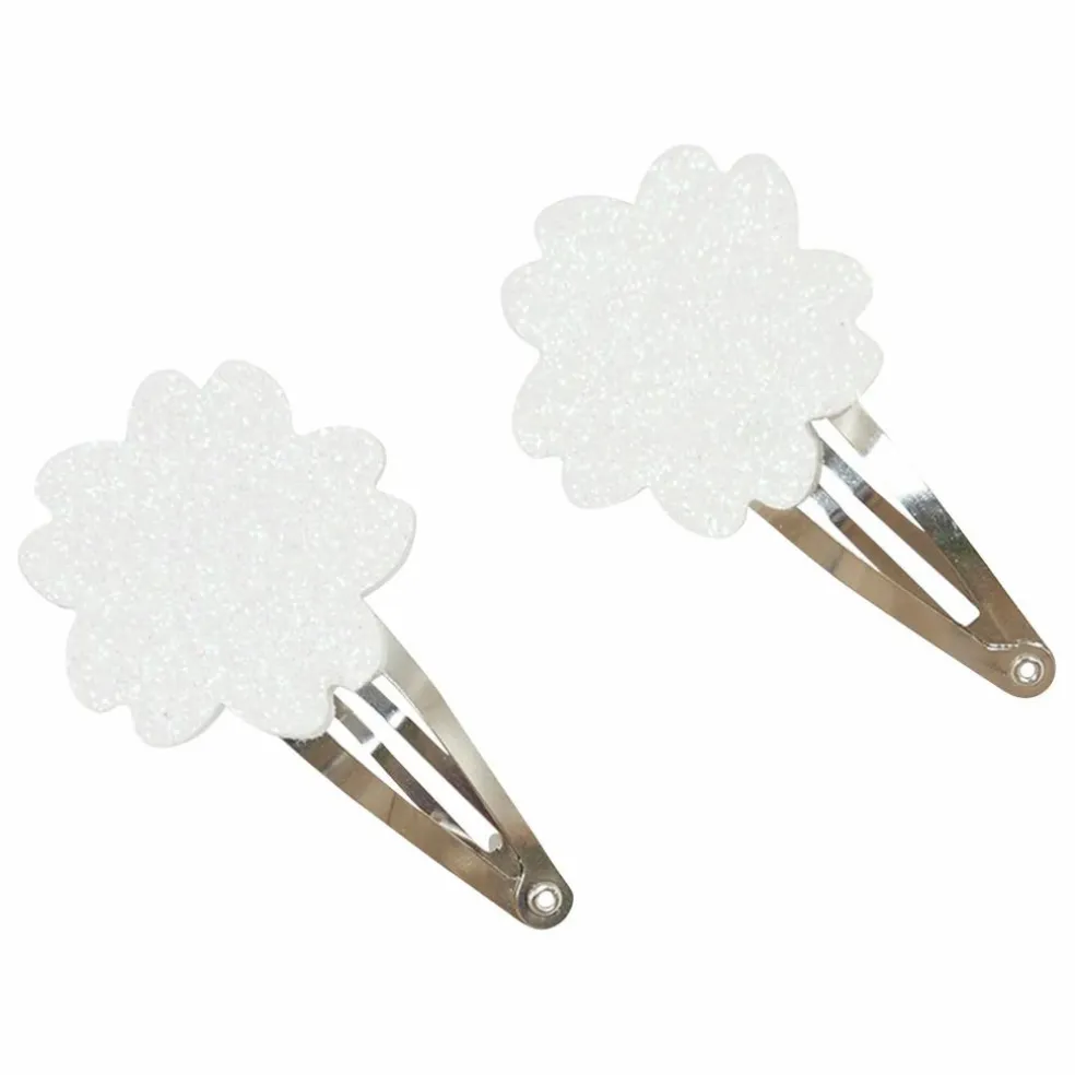 Lot de 2 Barettes Hibiscus Paillettes | Ecru