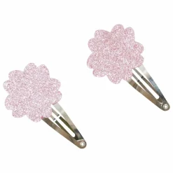 Lot de 2 Barettes Hibiscus Paillettes | Rose poudré