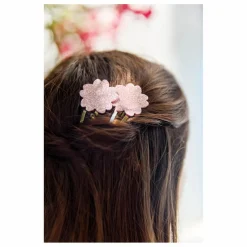 Lot de 2 Barettes Hibiscus Paillettes | Rose poudré