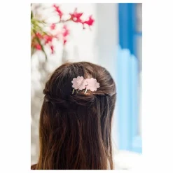 Lot de 2 Barettes Hibiscus Paillettes | Rose poudré