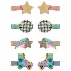 Lot de 8 Barrettes Disco Diva | Doré
