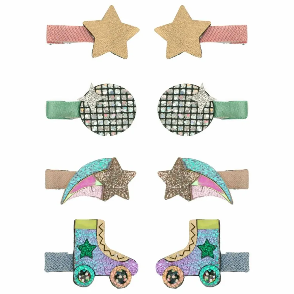Lot de 8 Barrettes Disco Diva | Doré