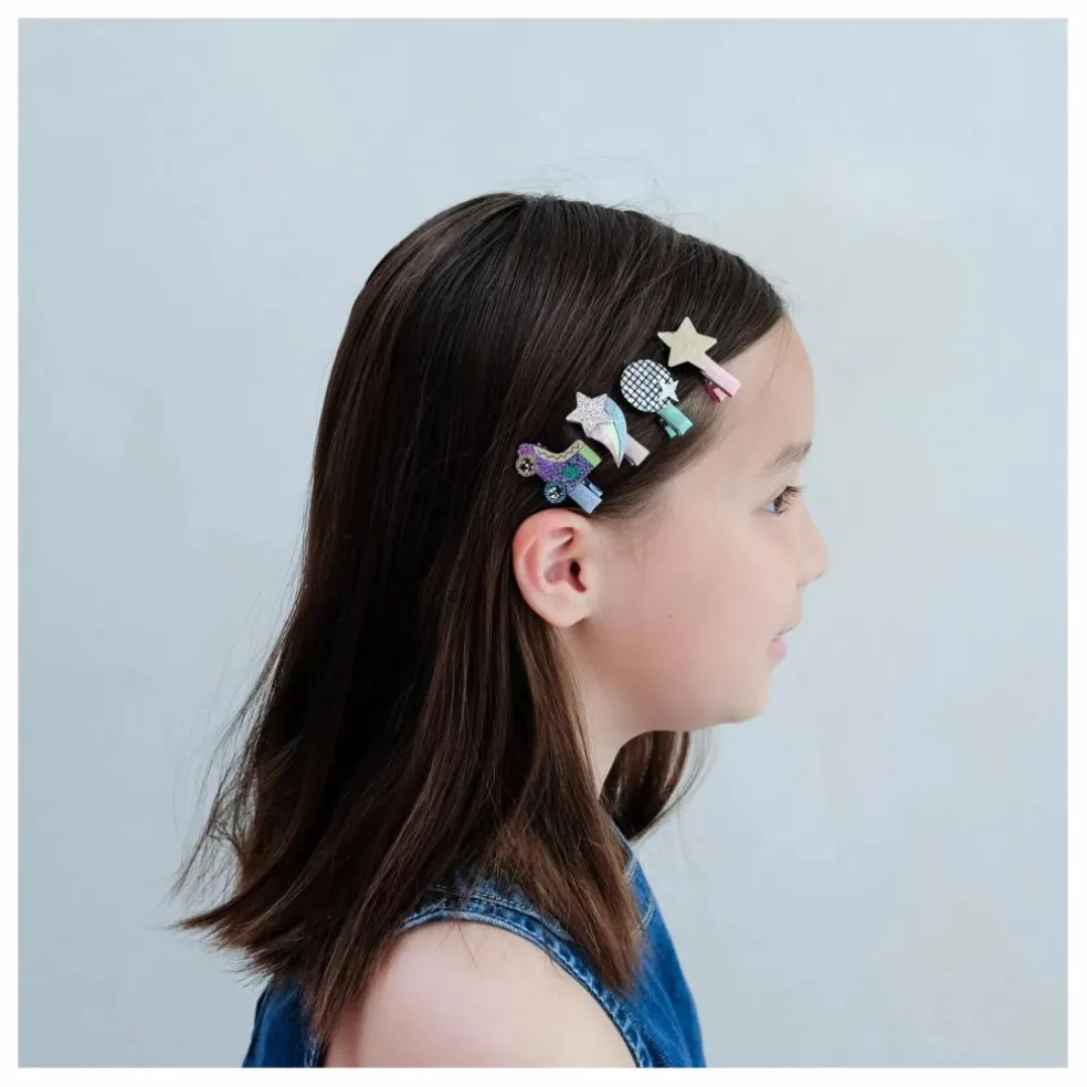 Lot de 8 Barrettes Disco Diva | Doré