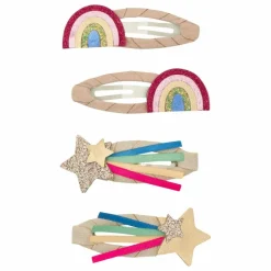 Lot de 4 Barrettes Disco Rainbow | Doré