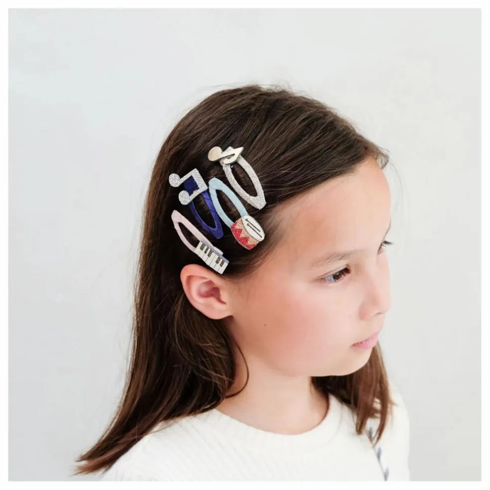 Lot de 4 Barrettes Music | Doré