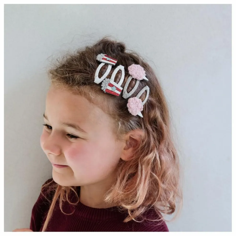 Lot de 4 Barrettes Popcorn | Doré