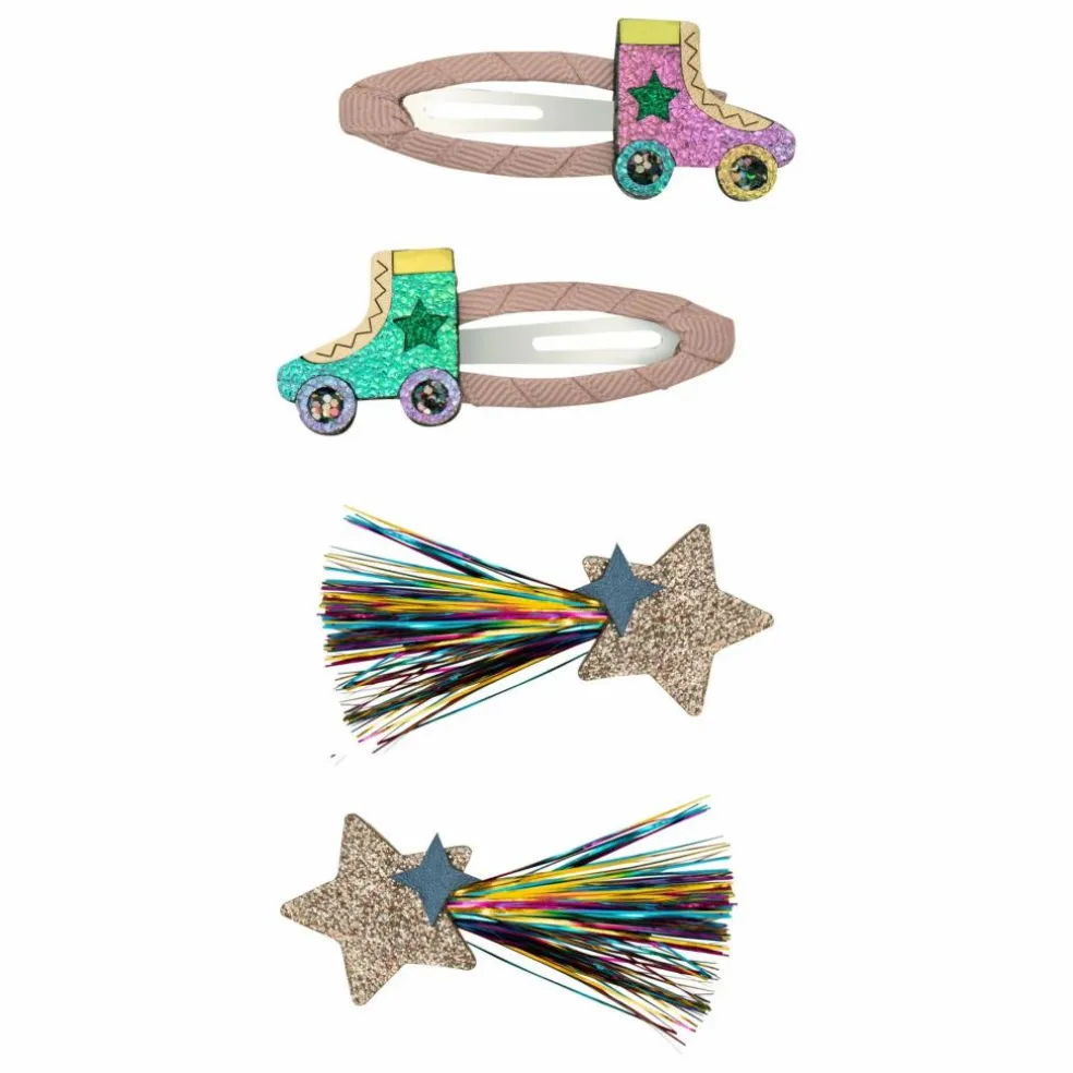 Lot de 4 Barrettes Rollerskate | Doré