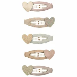 Lot de 5 Mini Barrettes Cœur | Doré