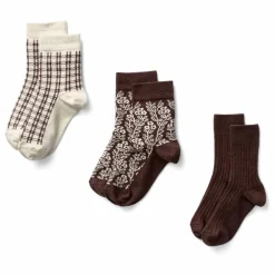 Lot de 3 Paires de Chaussettes Fleuries | Prune