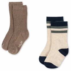 Lot de 2 Paires de Chaussettes Rayées | Marron