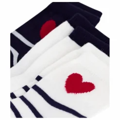 Lot de 3 Paires de Chaussettes Rayées Cœur | Blanc