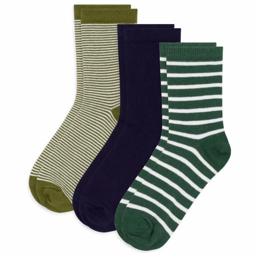 Lot de 3 Paires de Chaussettes Rayées | Vert