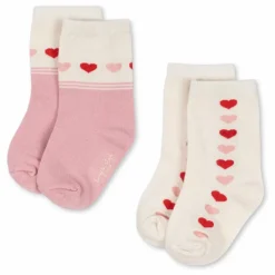 Lot de 2 Paires de Chaussettes Jacquard Cœurs | Ecru