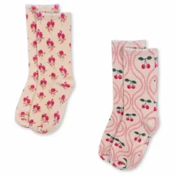 Lot de 2 Paires de Chaussettes Mi Hautes Cerises | Rose