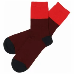 Lot de 2 Paires de Chaussettes Color Block Laine - Collection Femme | Rouge foncé